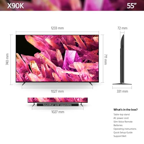 Sony 55" 4K BRAVIA XR X90K – Full Array LED Smart Google TV with Dolby Vision HDR & PS5 Features (2022)