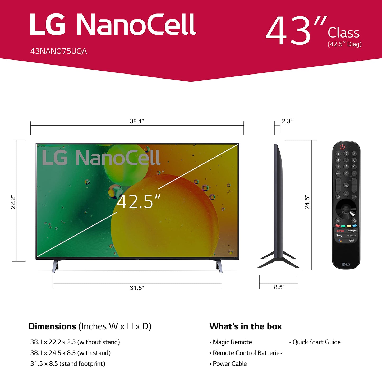 LG 43" Nano75 4K Smart TV w/ Alexa Built-in & AI (2022)