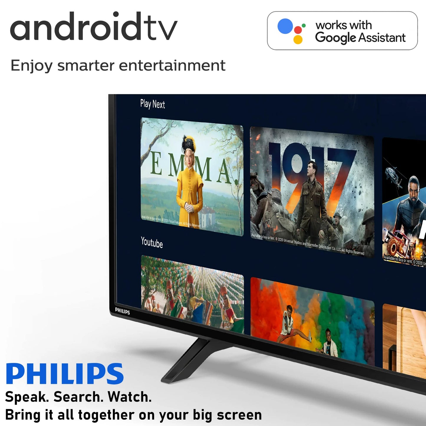 Philips 55" 4K UHD Android Smart TV – HDR10, Voice Remote, Chromecast & Google Assistant