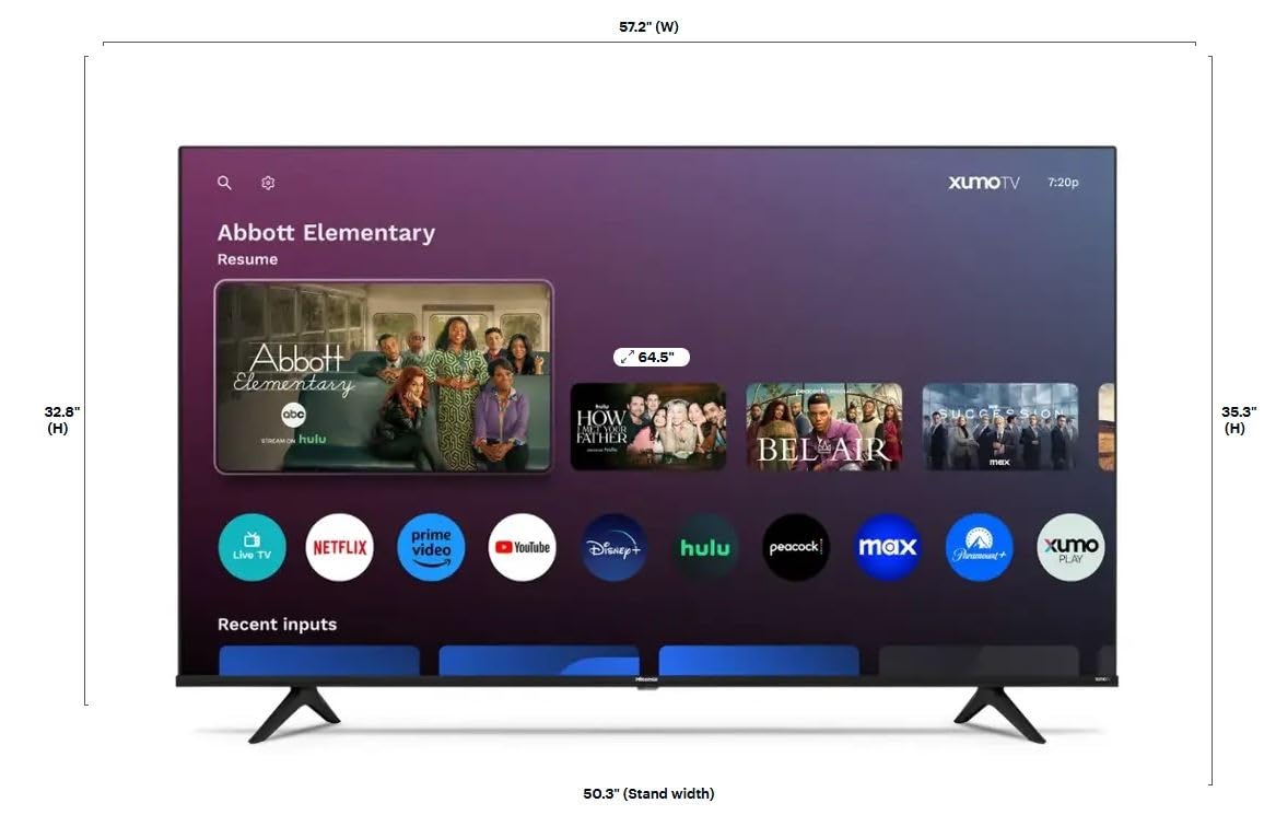 Hisense 65" Class A6 Series LED 4K UHD Smart Xumo TV - Dolby Vision HDR and HDR10 - Advanced Voice Remote 65A6HX (Renewed)