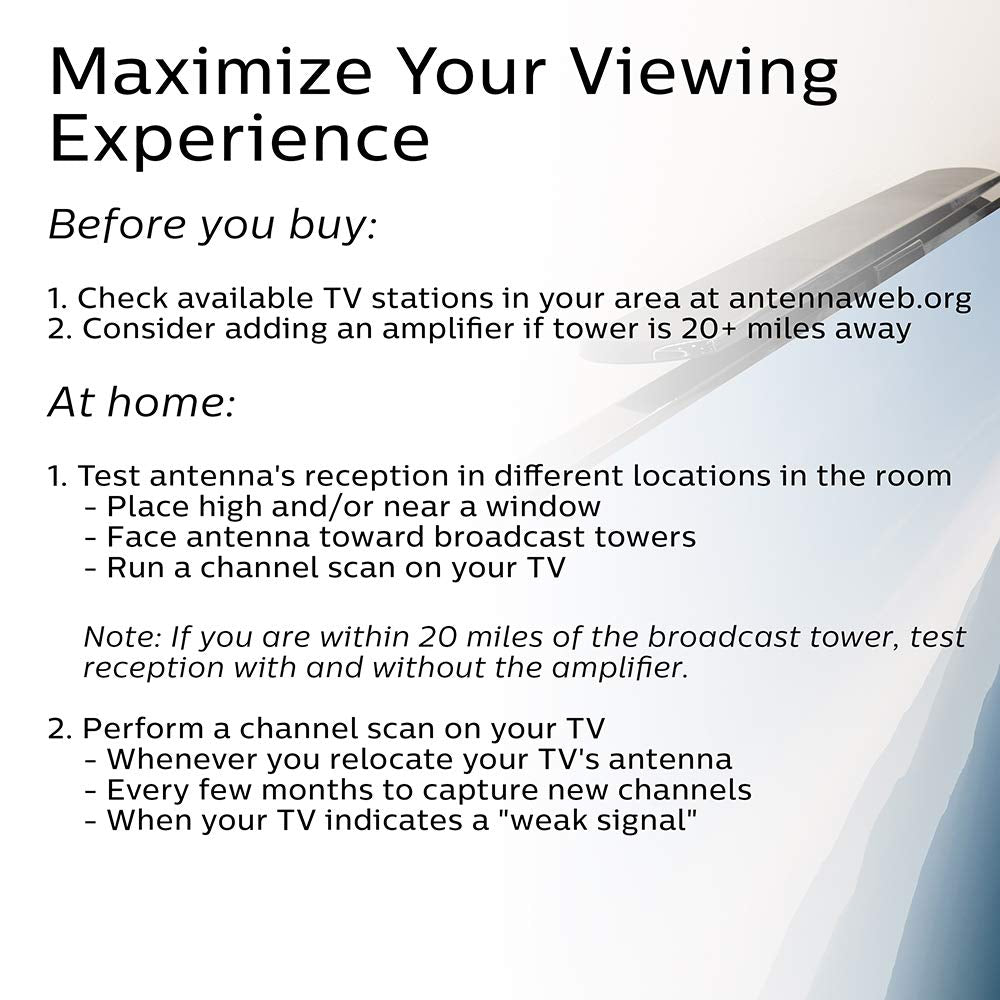 Philips Hover Amplified HD TV Antenna, Long Range, 4K, VHF/UHF