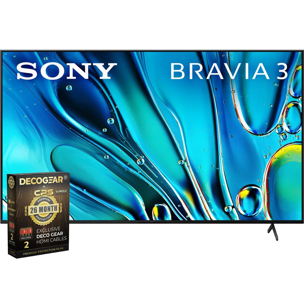 Sony BRAVIA 3 K55S30 55" 4K HDR Smart LED TV (2024) Bundle with HDMI Cables & 26-Month CPS Protection