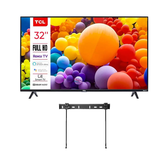 Renewed TCL 32" FHD Roku TV + Wall Mount | Alexa Compatible