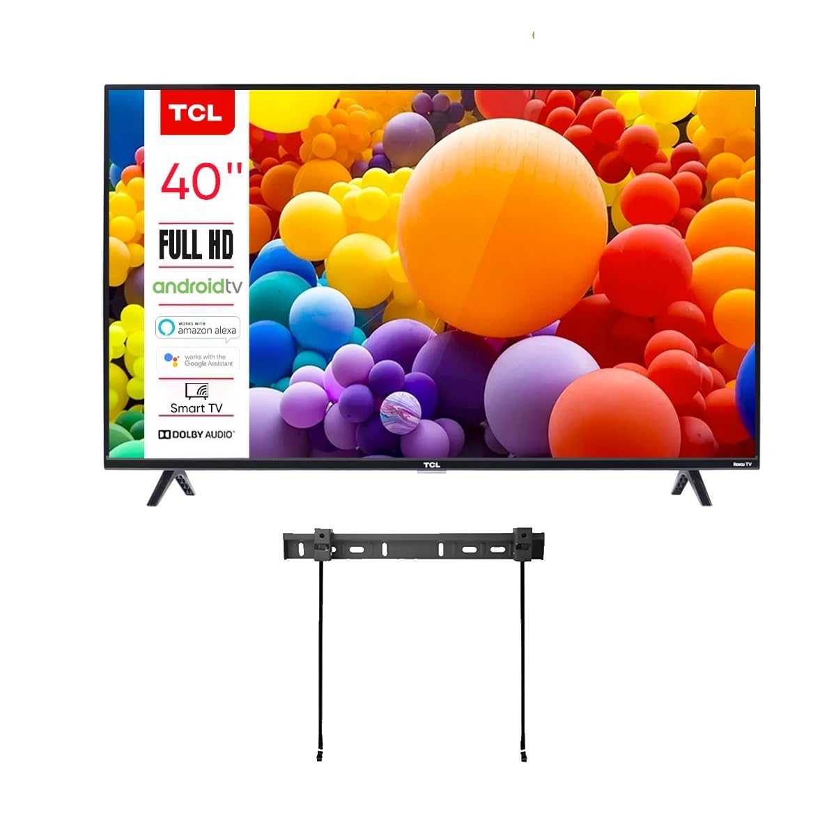 Renewed TCL 40" FHD Android TV + Wall Mount | Alexa & Google