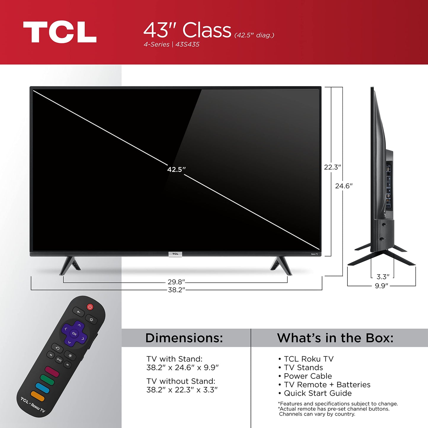 TCL 43" 4K UHD Smart TV | 2021 Model, 4K Resolution