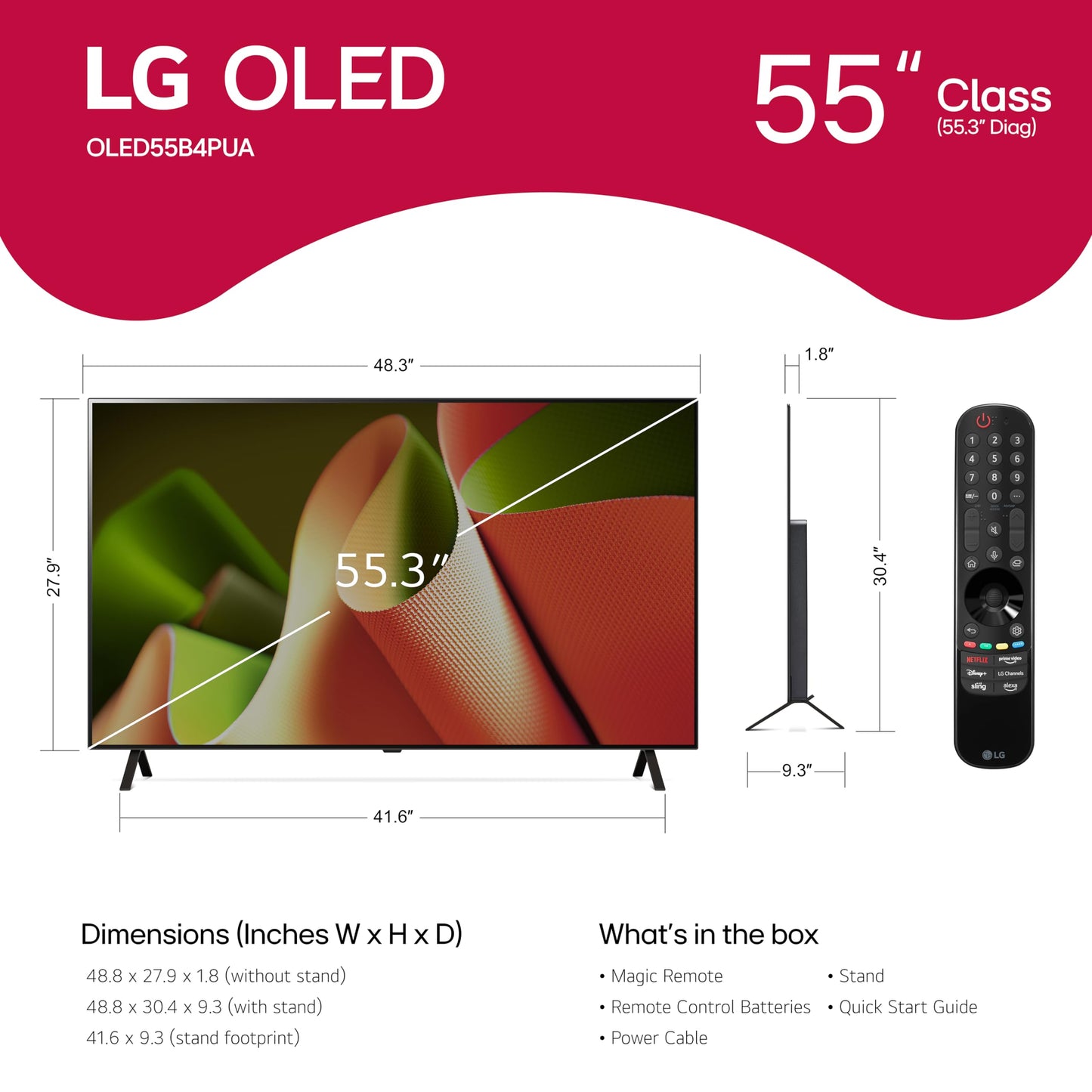 LG 55" B4 OLED 4K Smart TV w/ AI Processor & Alexa Built-in (2024)