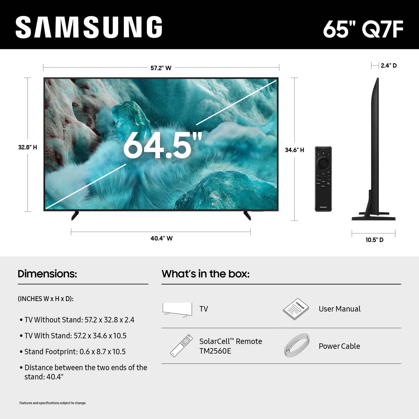 Samsung 65" Q7F QLED 4K Smart TV – Vision AI, Quantum HDR, OTS Lite, Gaming Hub & Alexa (2025)
