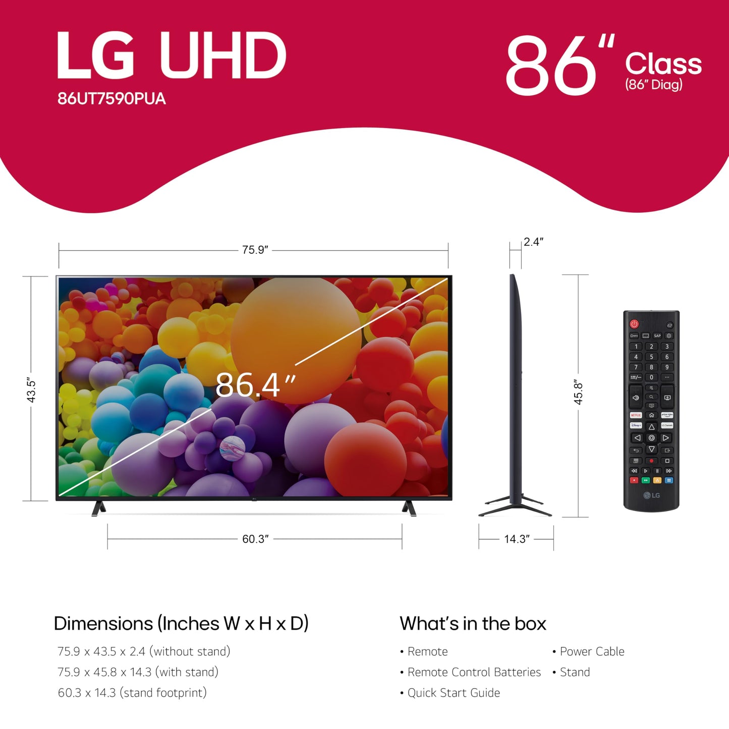 LG 86" UT75 4K LED Smart TV – AI-Powered, Flat Screen & Alexa Built-In (2024)