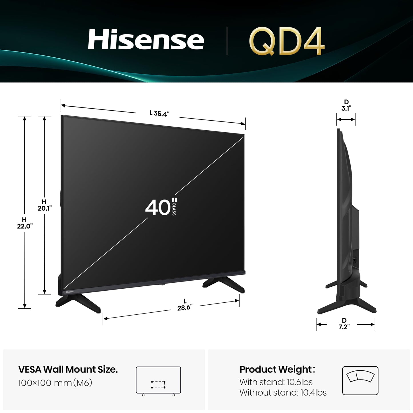 Hisense 40" QD4 QLED Smart Fire TV: Quantum Color, DTS Virtual:X, Alexa, Slim Bezel