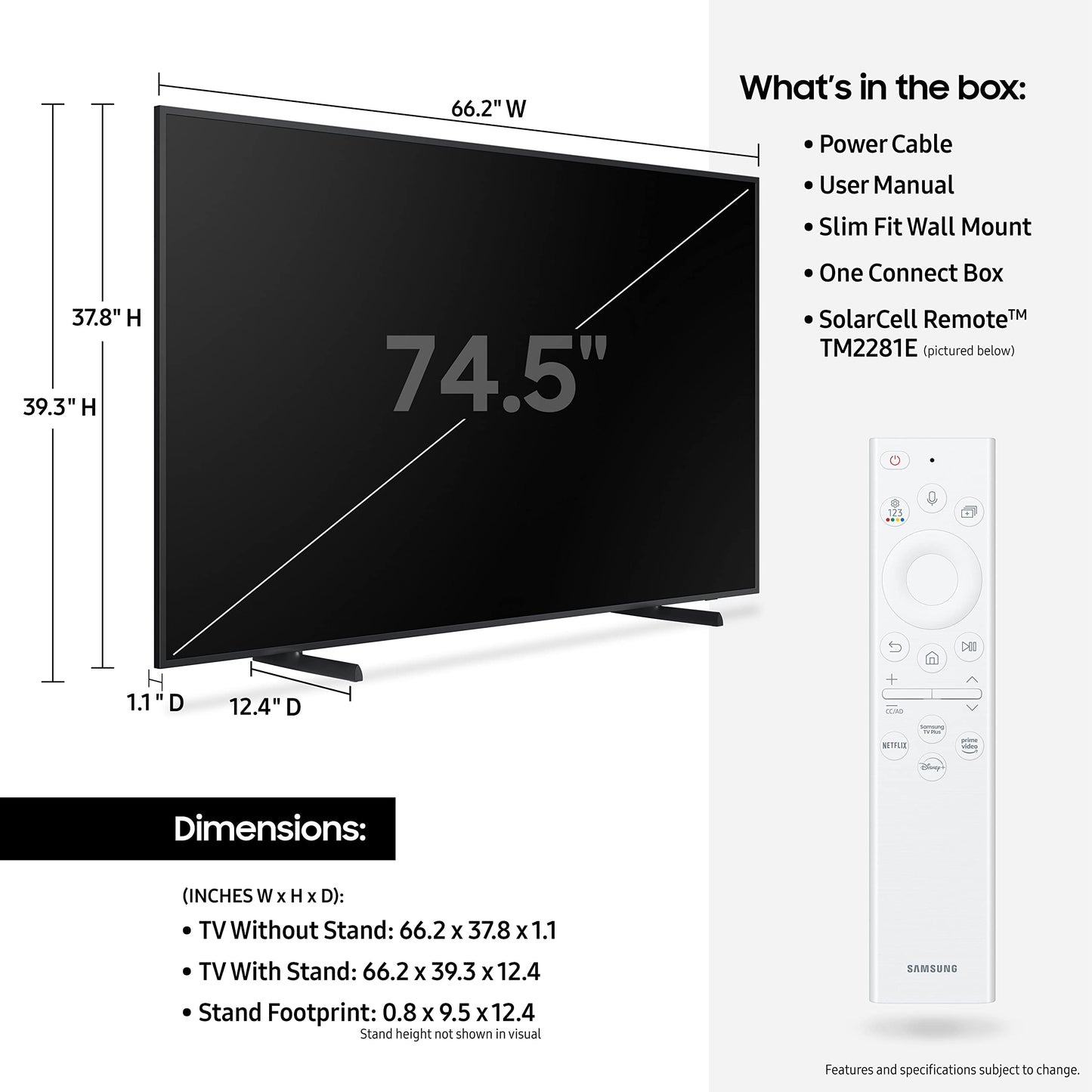 Samsung 75" The Frame QLED 4K UHD Smart TV – Quantum HDR & Alexa Built-In (2022, Renewed)