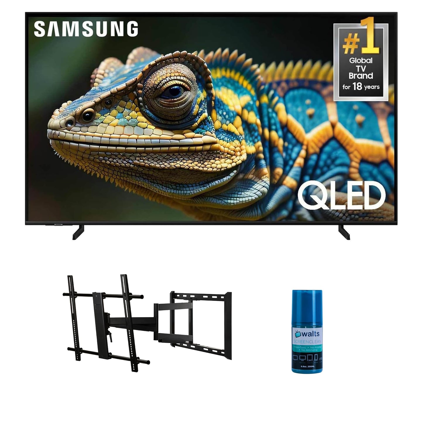 Samsung QN50Q60DAFXZA 50 Inch Q60D QLED 4K Smart TV with Quantum HDR with a Walts TV Large/Extra Large Full Motion Mount for 43-90 Inch Compatible TV's and Walts HDTV Screen Cleaner Kit (2024)