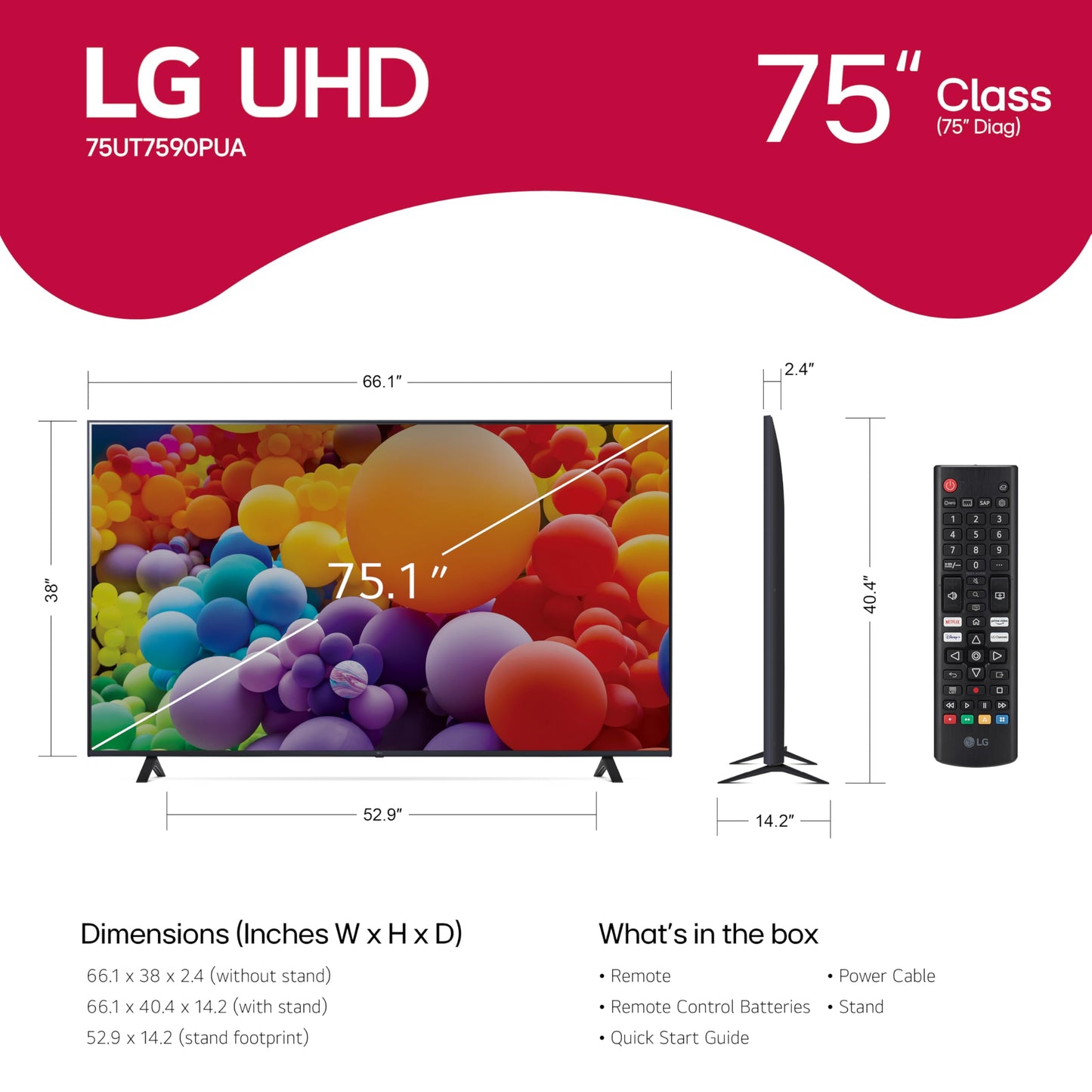 LG 75" UT75 4K LED Smart TV – AI-Powered, Flat Screen & Alexa Built-In (2024)