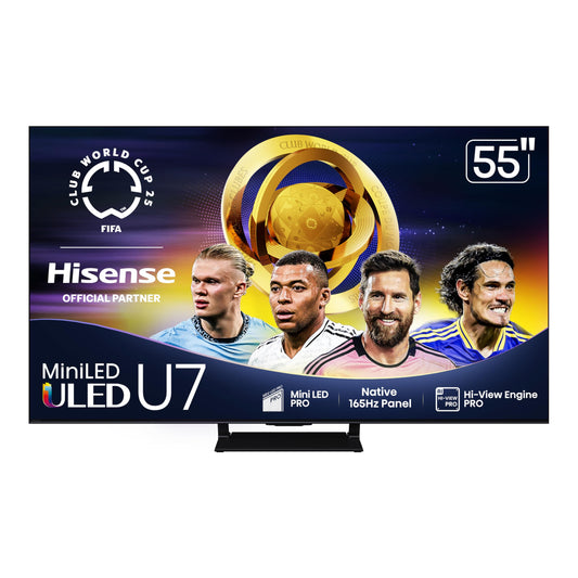 Hisense 55" Class U7 Mini-LED ULED 4K UHD Google Smart TV (55U75QG, 2025 Model) - QLED, Native 165Hz, VRR 288, Up to 3000 Nits, HDR10+, Dolby Vision IQ · Atmos, IMAX Enhanced, 2.1.2 Ch Surround