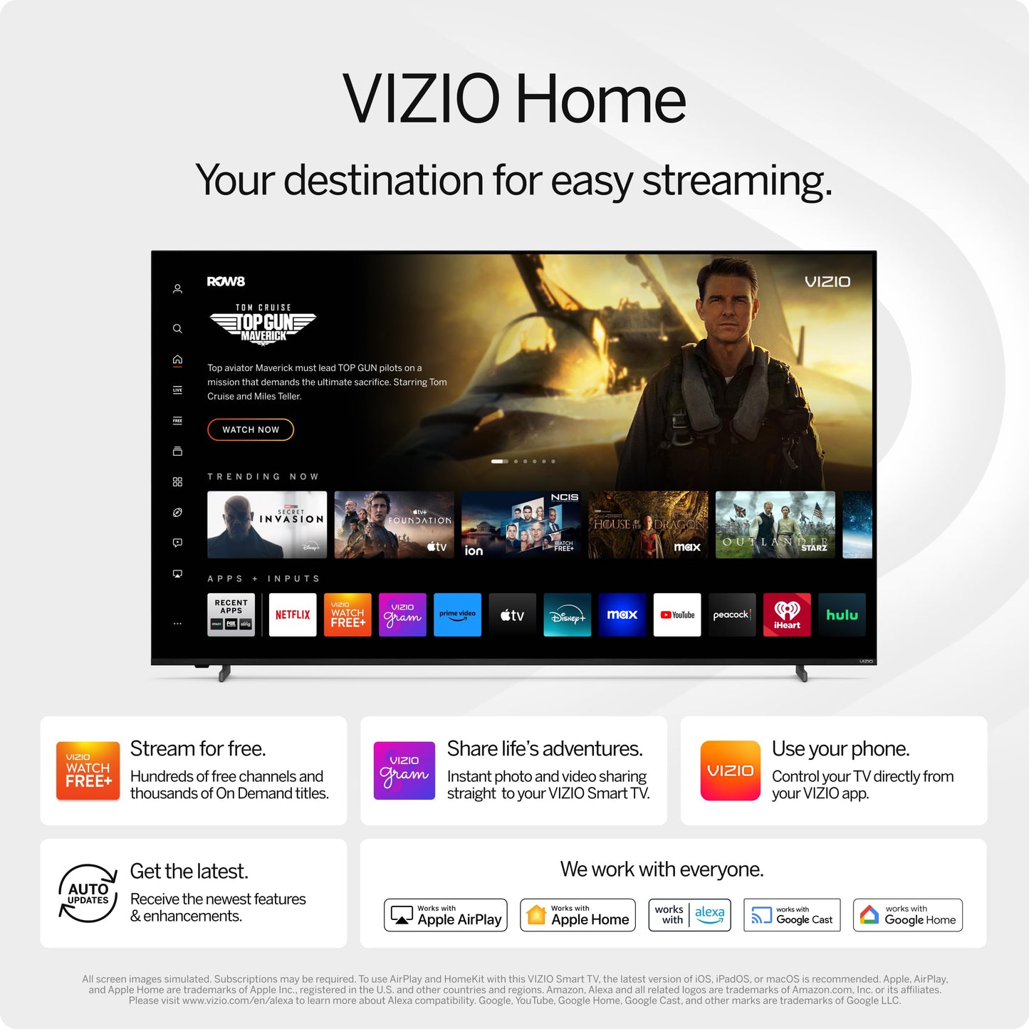 VIZIO 32-inch D-Series Full HD 1080p Smart TV with Apple AirPlay and Chromecast Built-in, Alexa Compatibility, D32fM-K01, 2023 Model