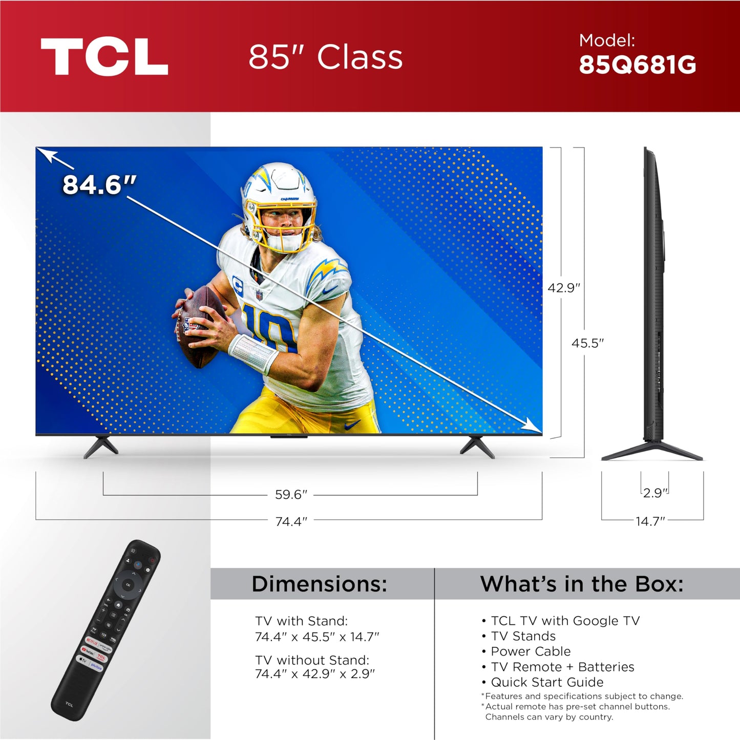 TCL 85" QLED Pro 4K TV w/ Dolby Vision & 120Hz Game Mode (2024)