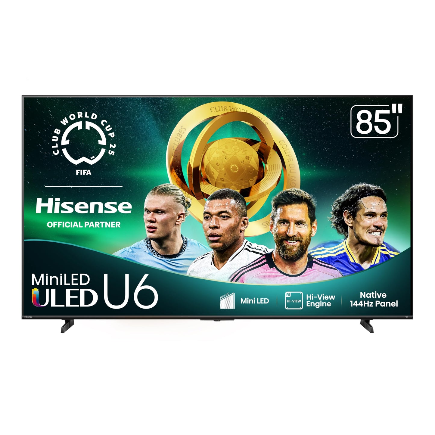 Hisense 85" Class U6 Series Mini-LED 4K UHD Smart Fire TV (85U65QF, 2025 Model) - QLED, Native 144Hz, HDR10+, Dolby Vision IQ, Dolby Atmos, Game Mode Pro, ALLM, Alexa Built in, Black
