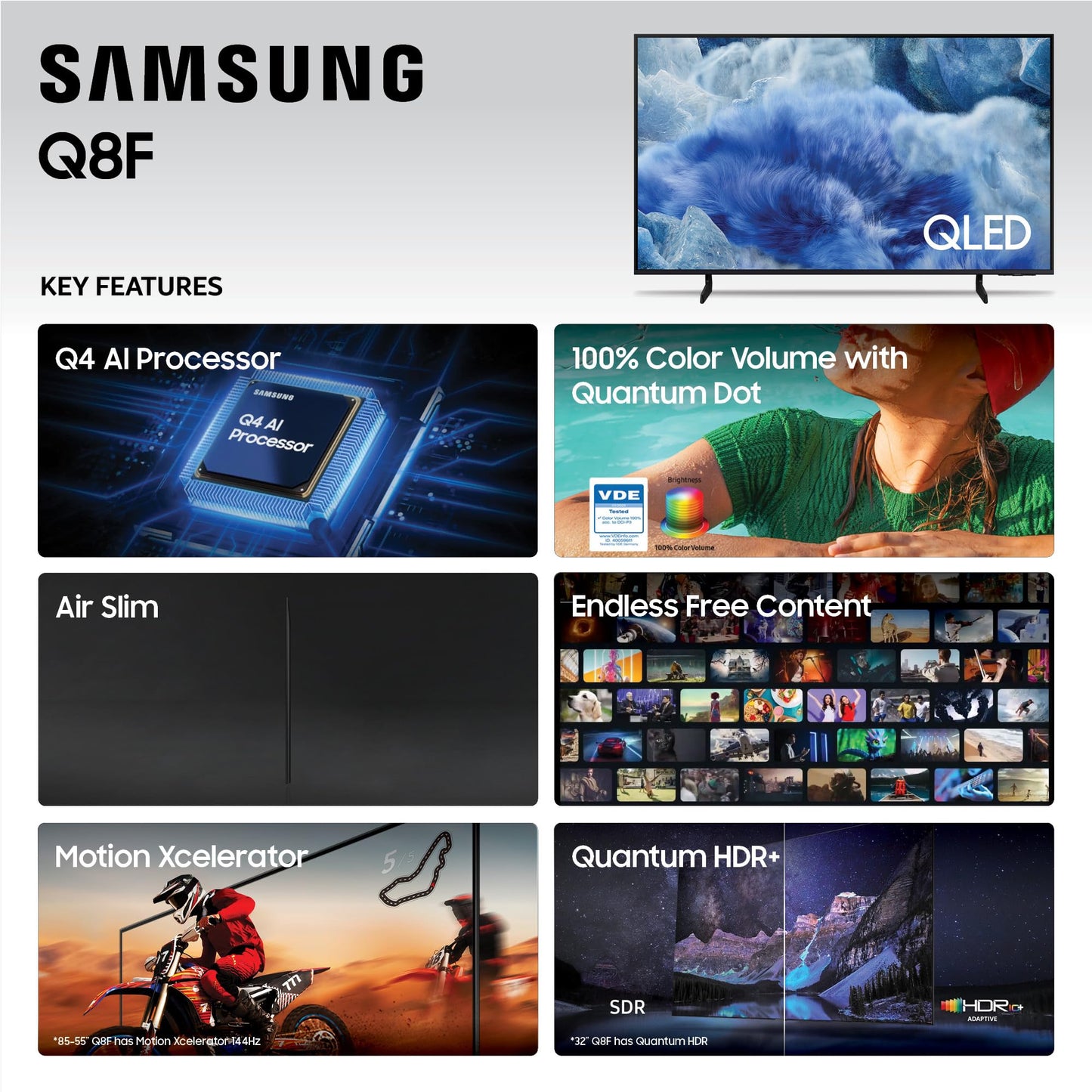 Samsung 50-Inch Class QLED Q8F 4K UHD Smart TV (2025 Model) Q4 AI Processor, 100% Color Volume with Quantum Dot, AirSlim Design, Endless Free Content, Samsung Vision AI, Alexa Built-in