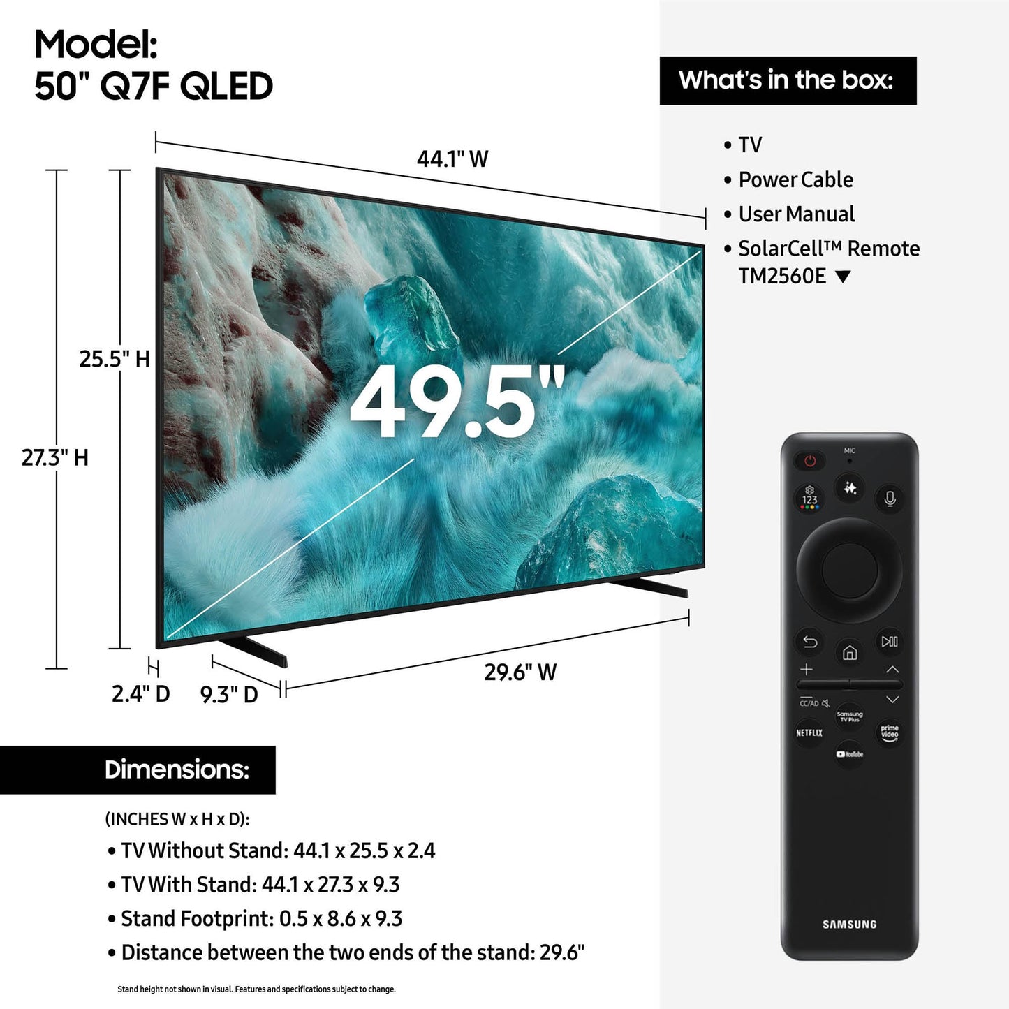 Samsung QN50Q7F 50 inch Class Q7F Series 4K Vision AI Smart TV