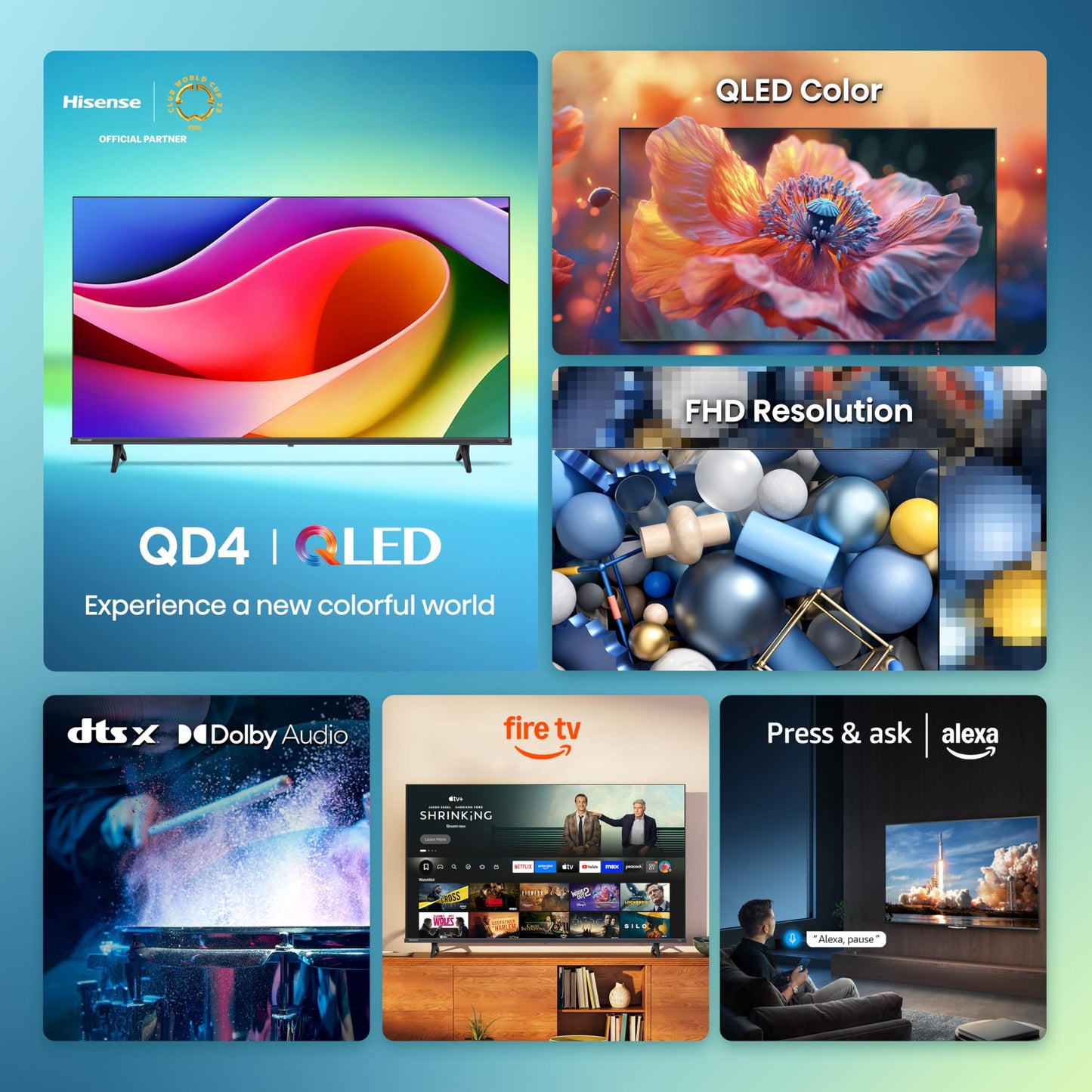 Hisense 40" QD4 QLED Smart Fire TV: Quantum Color, DTS Virtual:X, Alexa, Slim Bezel