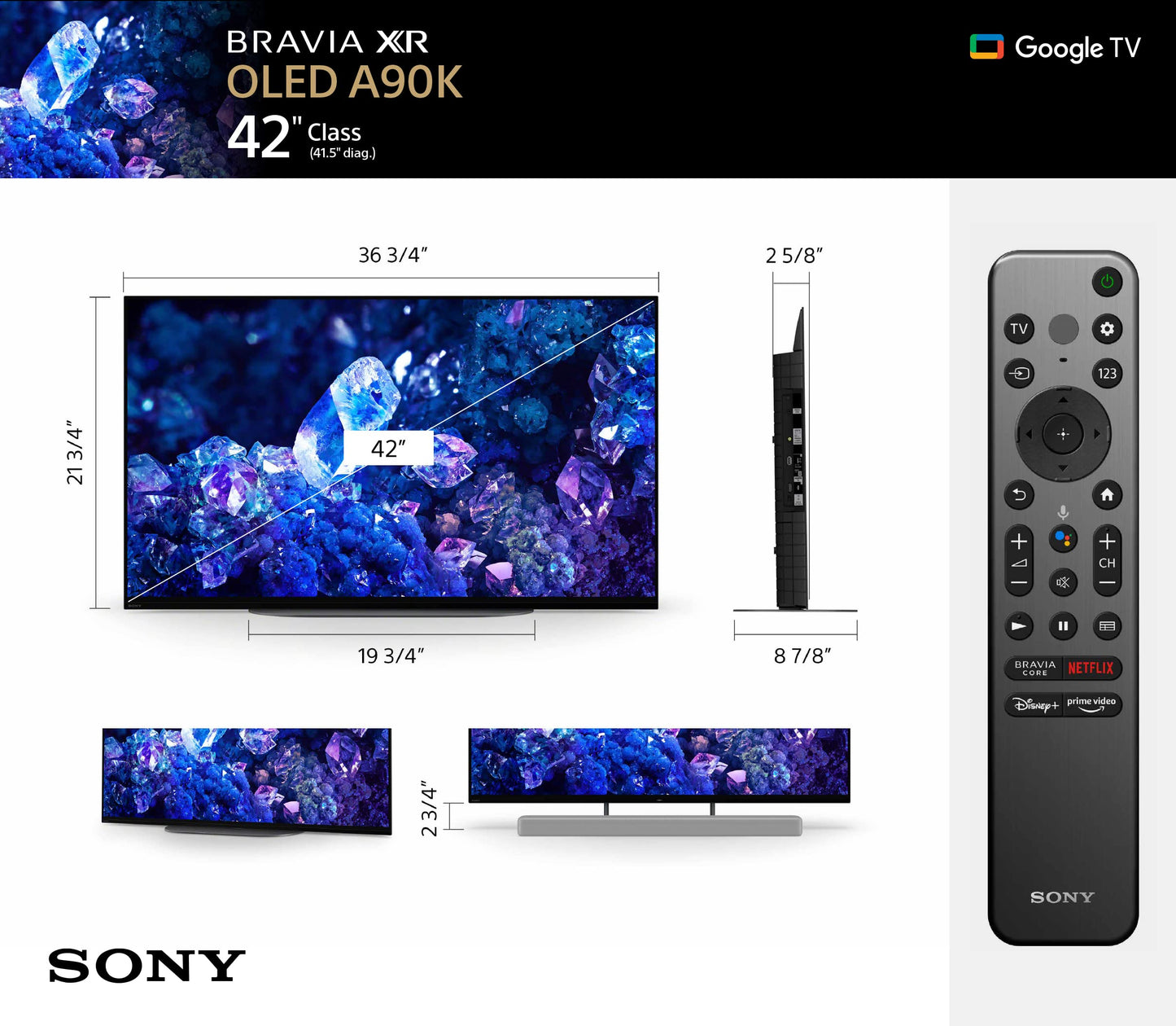 Sony 42" 4K OLED BRAVIA XR A90K – Smart Google TV with Dolby Vision HDR & PS5 Features